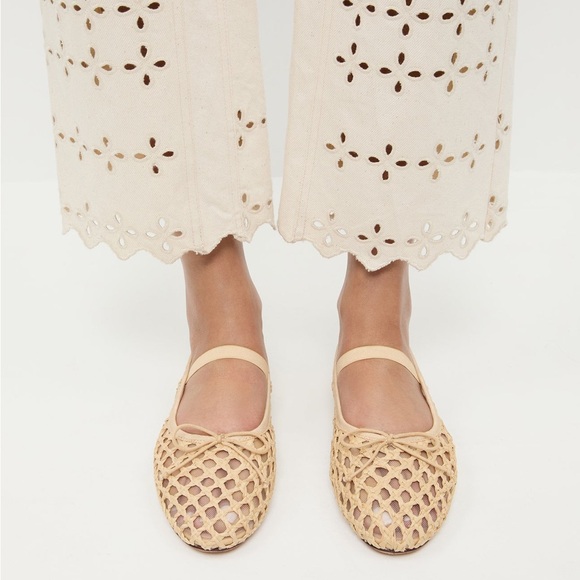 Loeffler Randall Leonie Woven Ballet Flats Natural 7.5 - Picture 4 of 8